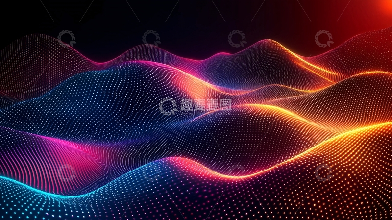 高清大图下载【趣麦麦图】炫彩粒子波浪背景