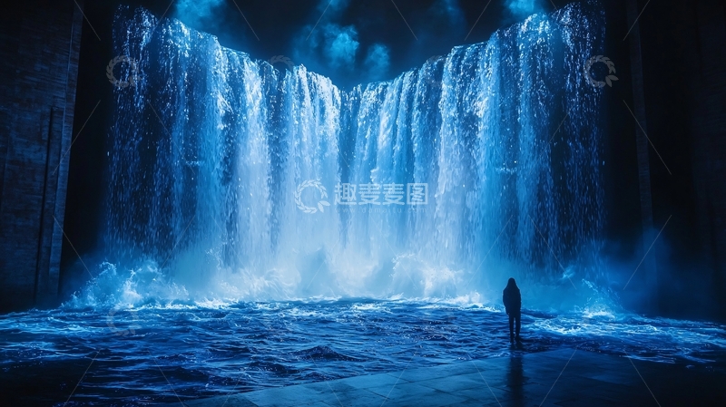 高清大图下载【趣麦麦图】蓝色瀑布