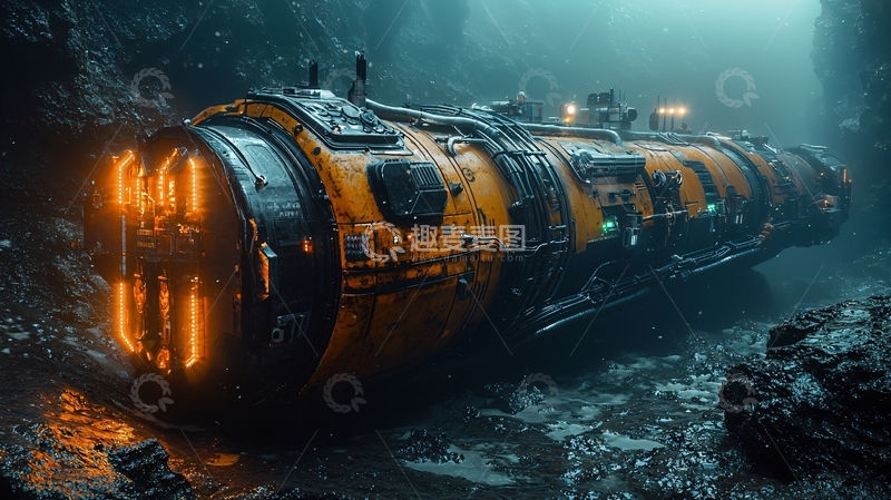 高清大图下载【趣麦麦图】深海黄色潜水艇