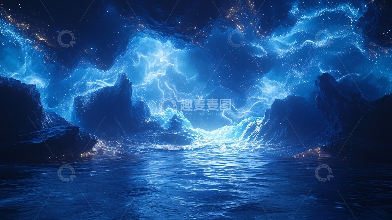 高清大图下载【趣麦麦图】蓝色发光洞穴