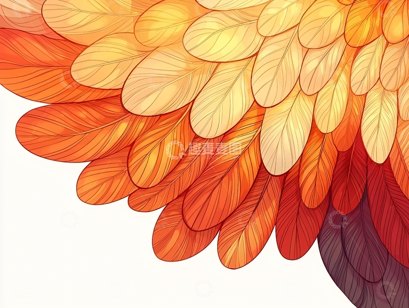 高清大图下载【趣麦麦图】秋日渐变色羽毛图案