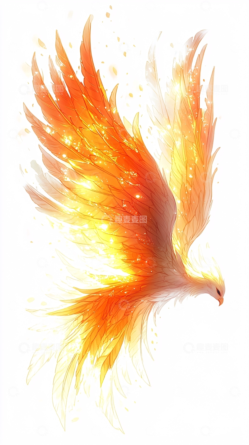 高清大图下载【趣麦麦图】火焰般的凤凰展翅高飞
