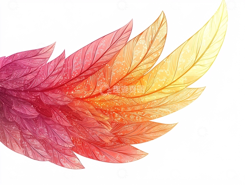 高清大图下载【趣麦麦图】色彩渐变羽毛翅膀