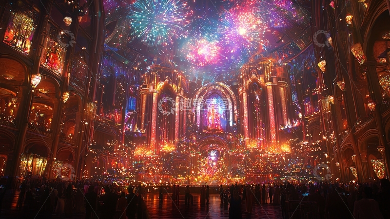 高清大图下载【趣麦麦图】室内烟花秀