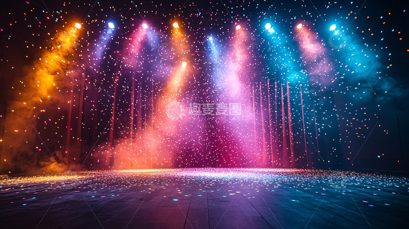 高清大图下载【趣麦麦图】绚丽舞台灯光烟雾效果