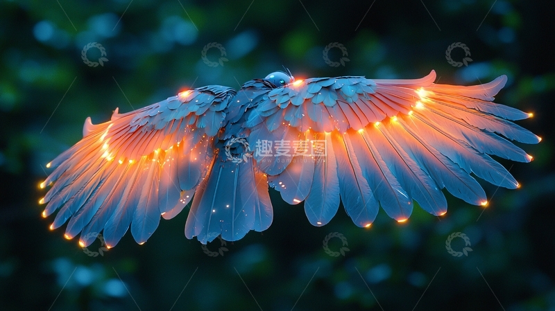 高清大图下载【趣麦麦图】发光翅膀的鸟