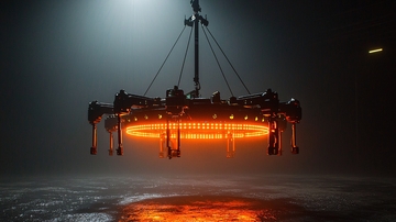 黑暗背景下发光的圆形吊灯