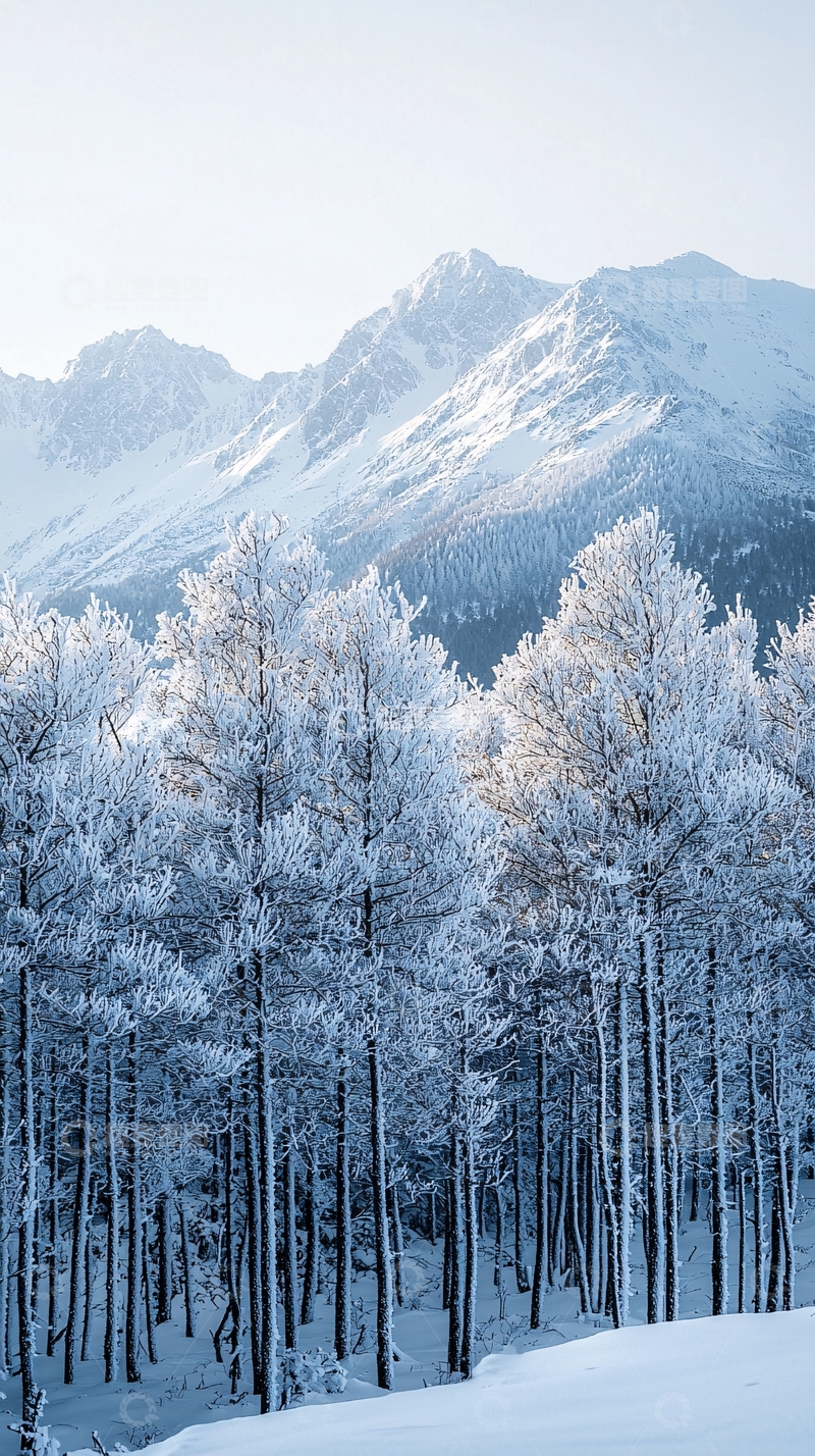 高清大图下载【趣麦麦图】雪山森林