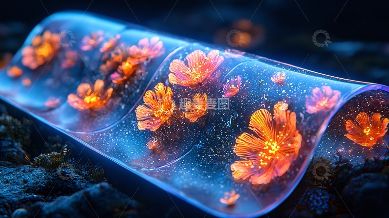 高清大图下载【趣麦麦图】发光花朵透明卷轴