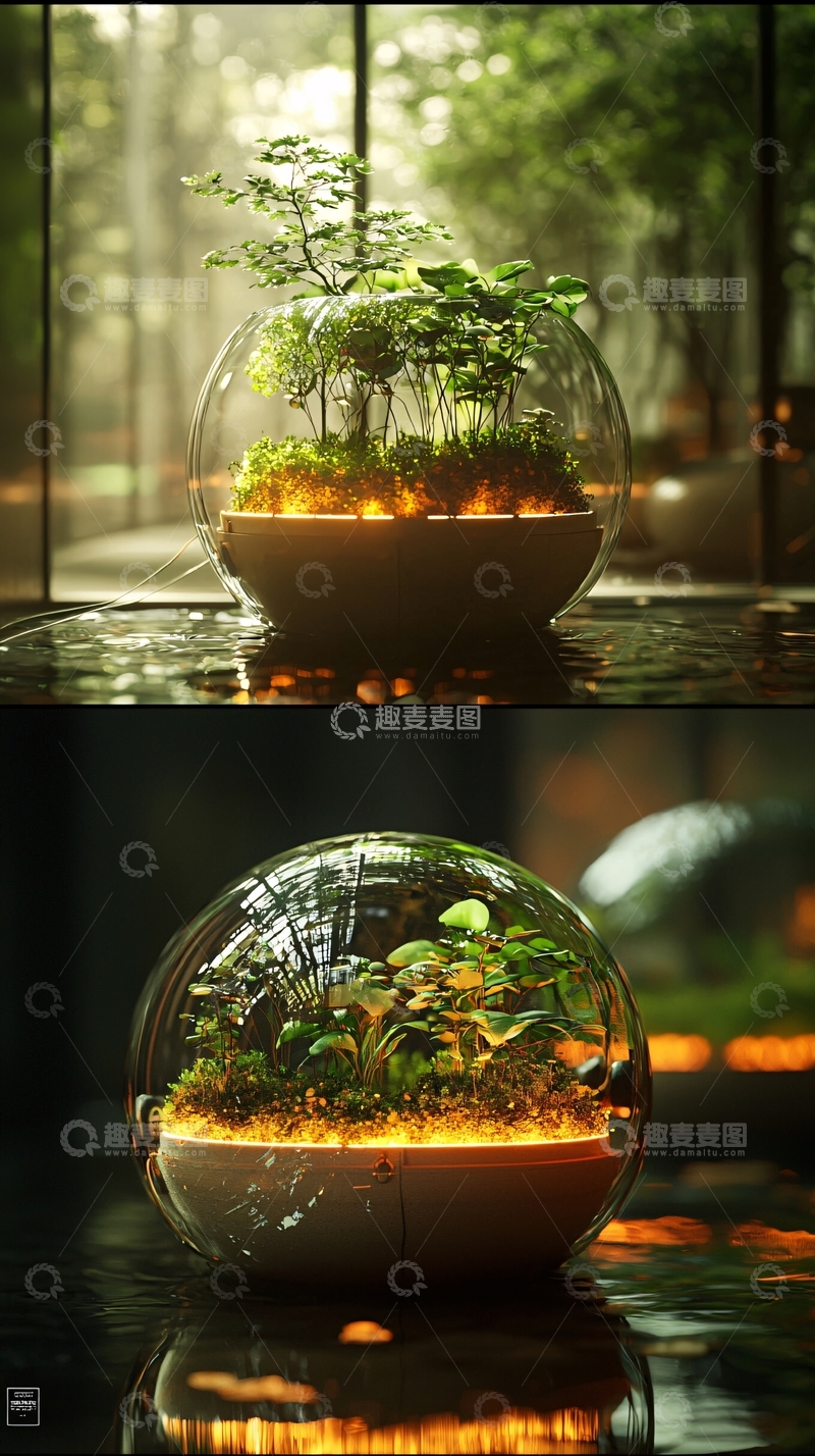 高清大图下载【趣麦麦图】玻璃球植物园