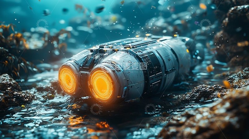 高清大图下载【趣麦麦图】海底沉没的科幻飞船