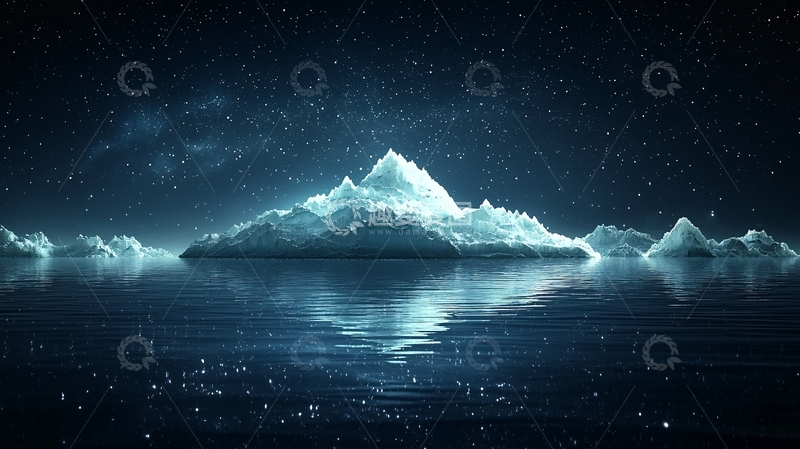高清大图下载【趣麦麦图】星空下的冰山