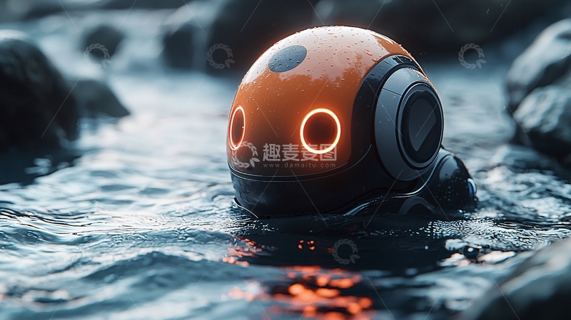 高清大图下载【趣麦麦图】橙色球形机器人