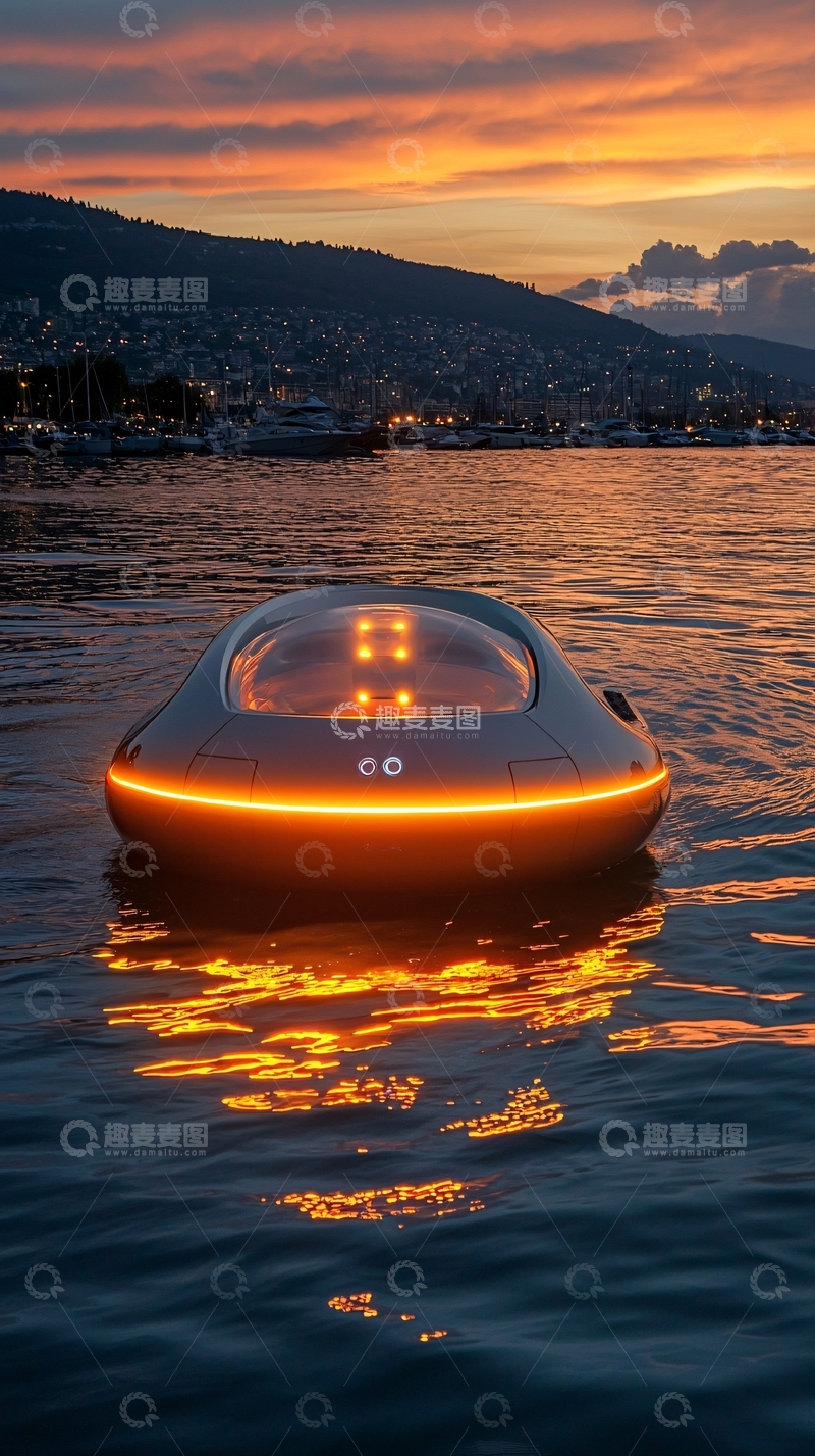 高清大图下载【趣麦麦图】未来感水上飞船