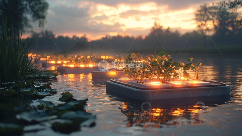 高清大图下载【趣麦麦图】河上漂浮的烛光