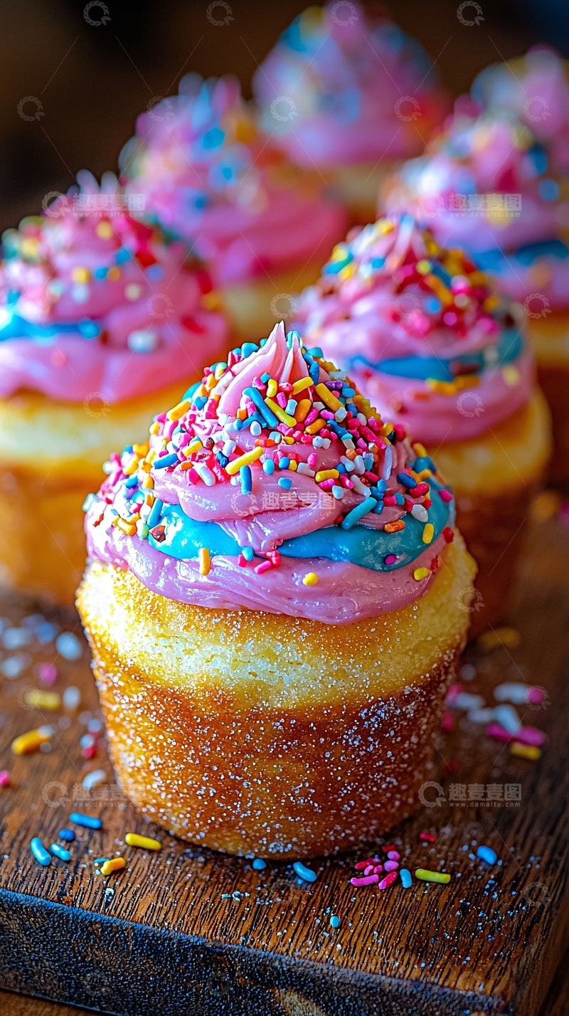 高清大图下载【趣麦麦图】彩色糖霜纸杯蛋糕