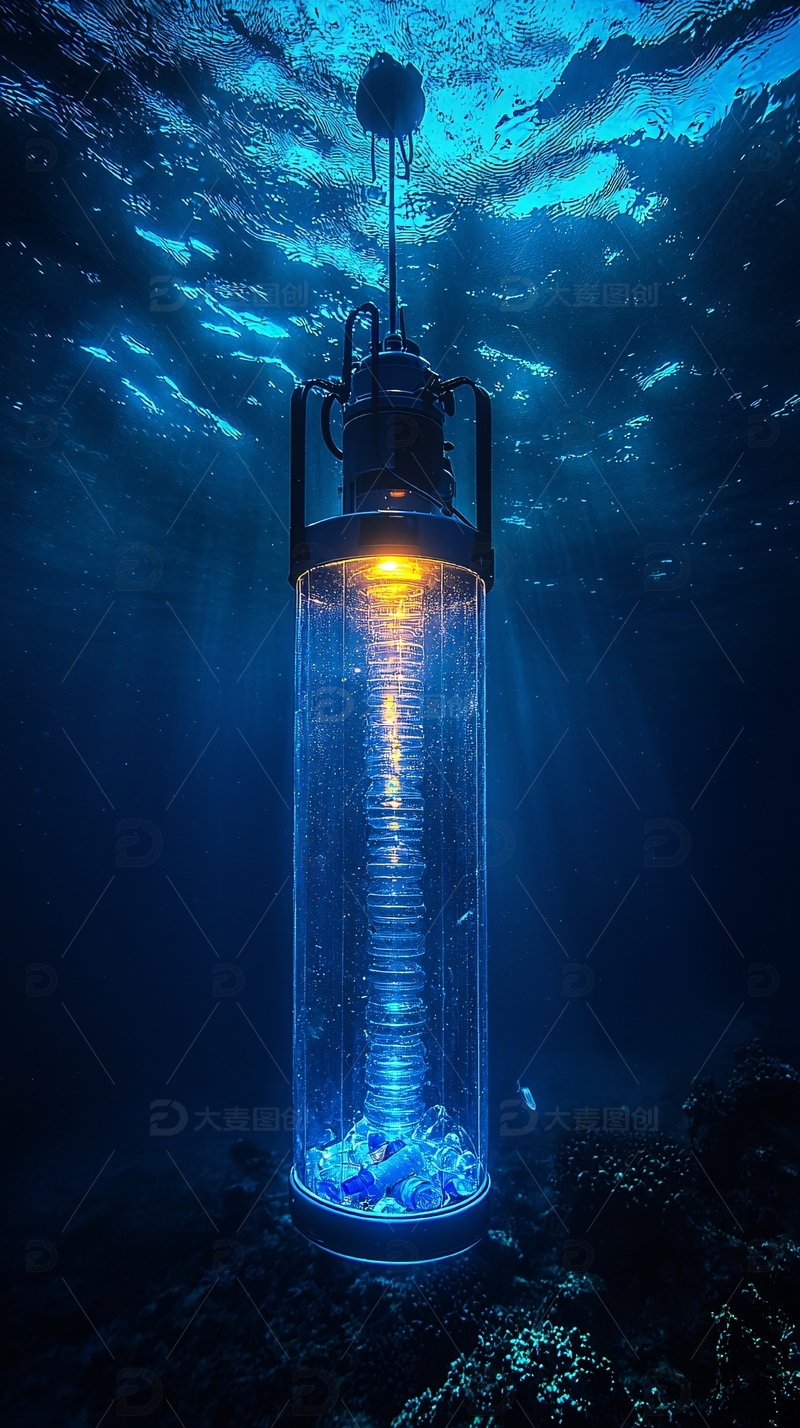 高清大图下载【趣麦麦图】深海透明圆柱体装置