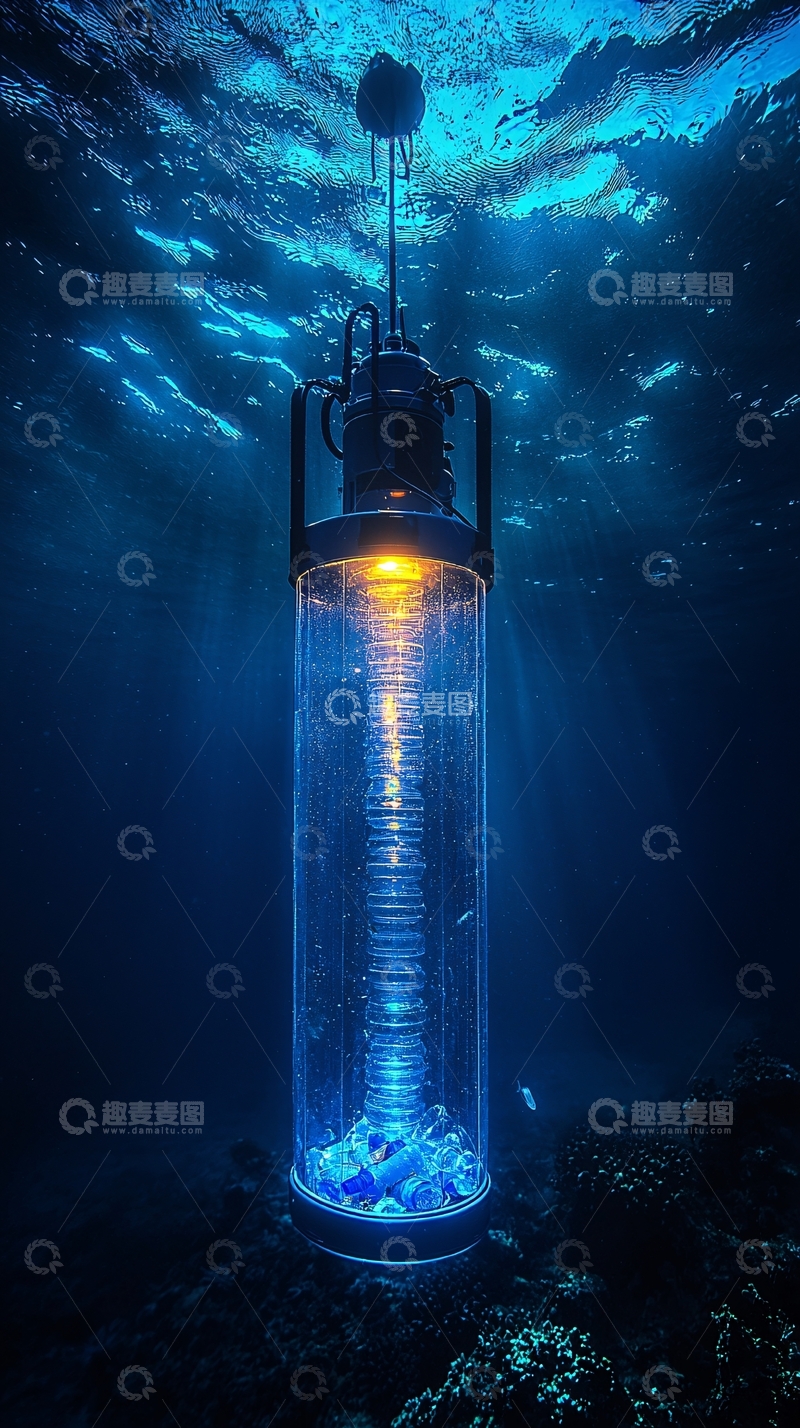 高清大图下载【趣麦麦图】深海透明圆柱体装置