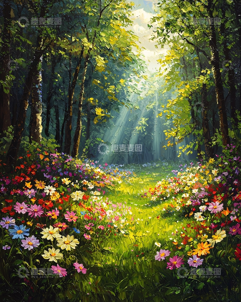 高清大图下载【趣麦麦图】阳光穿透森林的花园