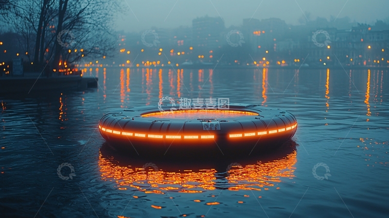 高清大图下载【趣麦麦图】雾气氤氲的湖面漂浮物