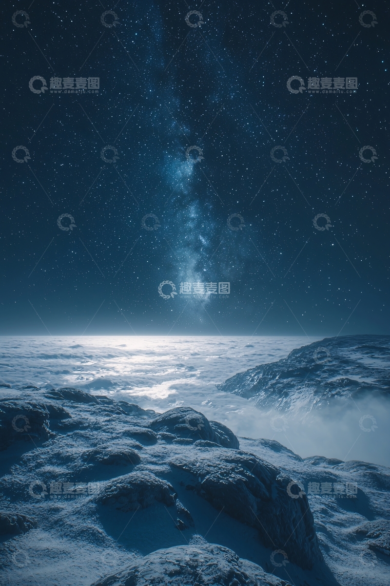 高清大图下载【趣麦麦图】星空下的冰雪地貌