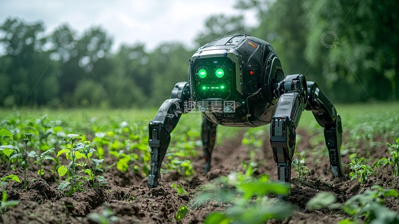 高清大图下载【趣麦麦图】田野里的小型蜘蛛机器人