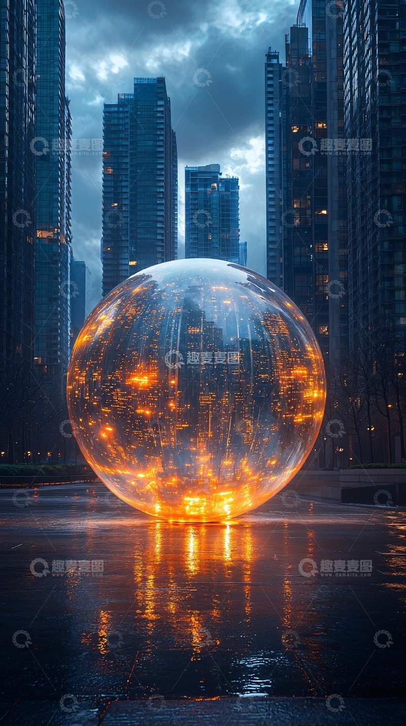 高清大图下载【趣麦麦图】城市夜景水晶球