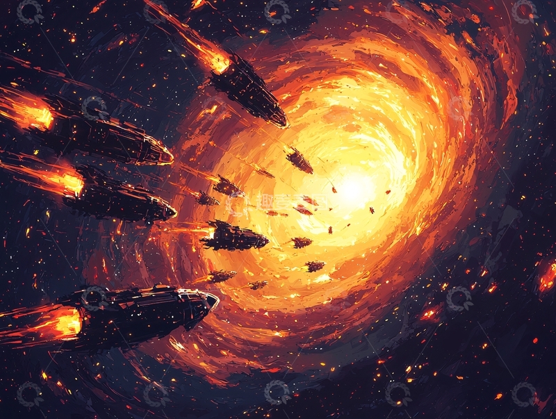 高清大图下载【趣麦麦图】宇宙飞船进入火焰漩涡