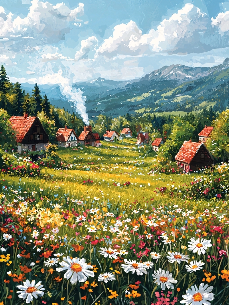 乡村田园风光绘画