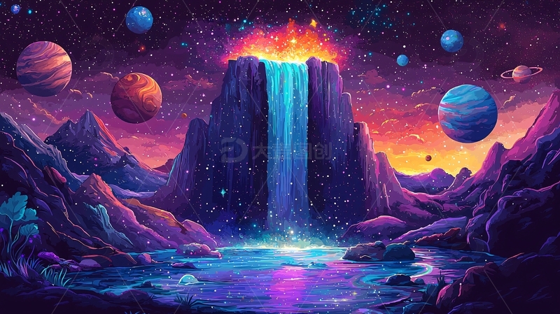 高清大图下载【趣麦麦图】宇宙瀑布