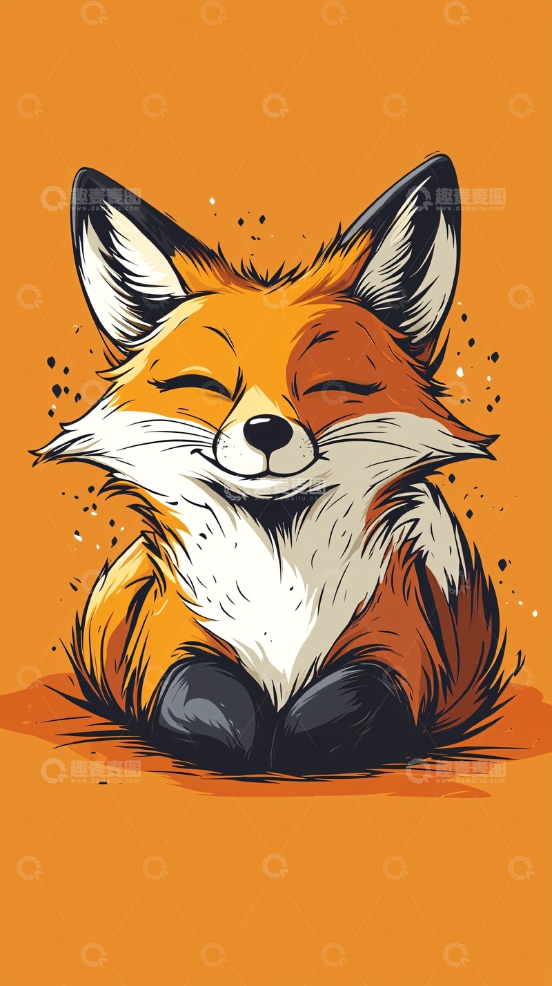 高清大图下载【趣麦麦图】微笑的卡通狐狸