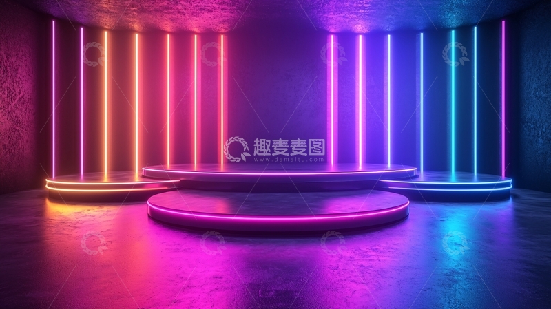 高清大图下载【趣麦麦图】霓虹灯舞台背景