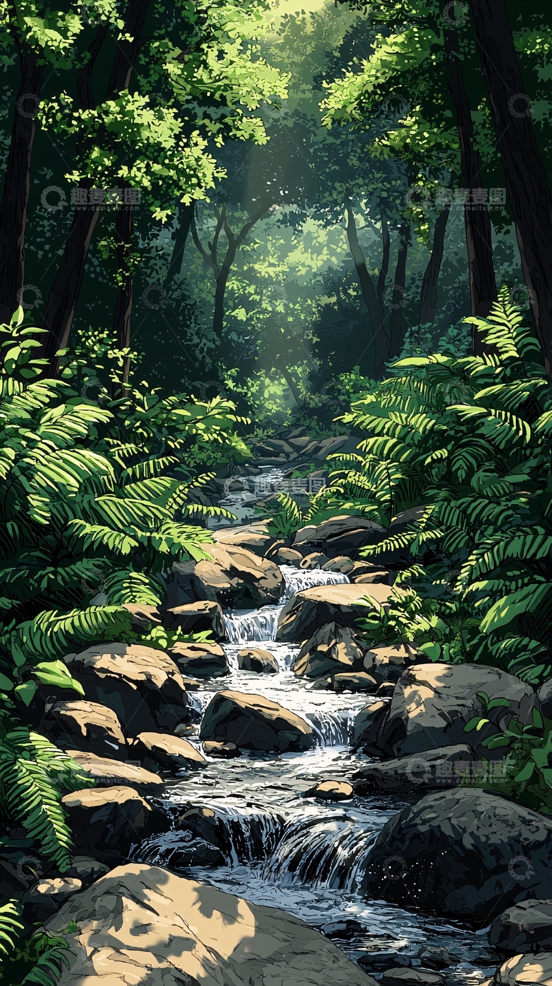 高清大图下载【趣麦麦图】森林小溪