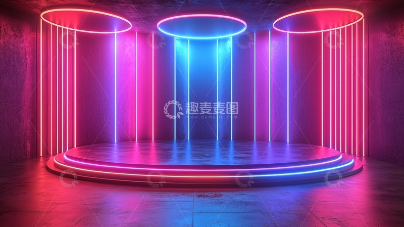 高清大图下载【趣麦麦图】-霓虹灯舞台背景