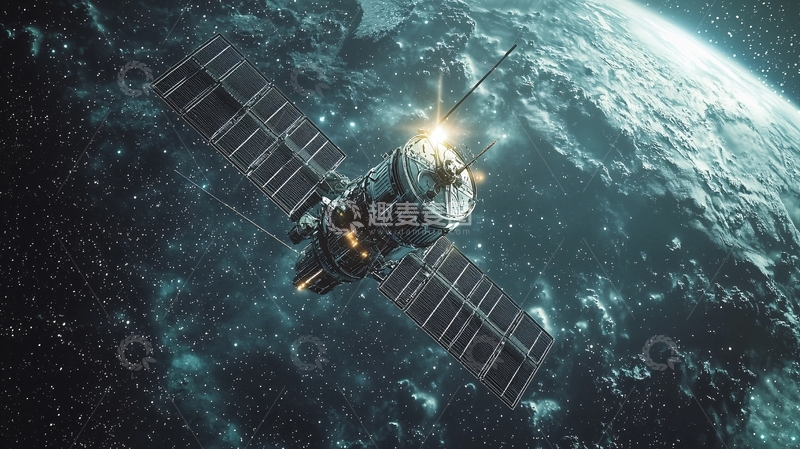 高清大图下载【趣麦麦图】太空卫星地球轨道