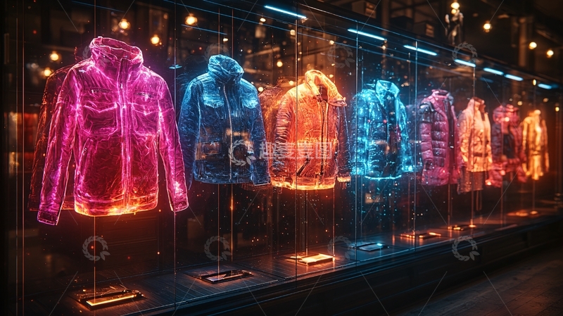 高清大图下载【趣麦麦图】霓虹灯照射下的彩色夹克