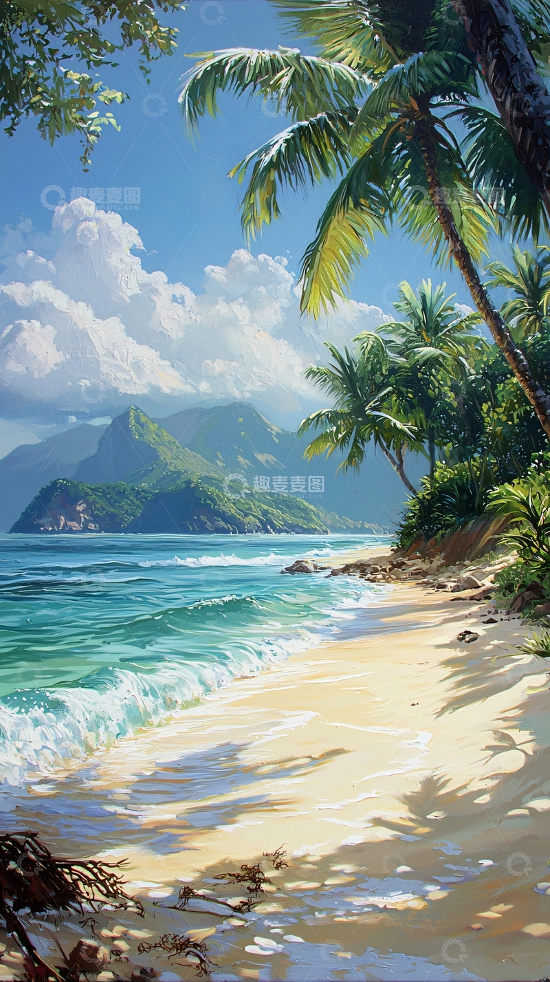 高清大图下载【趣麦麦图】热带海滩风景画