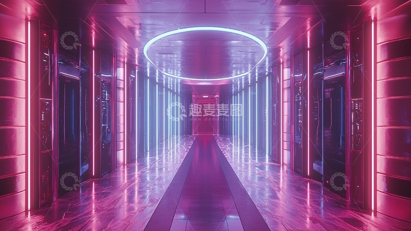 高清大图下载【趣麦麦图】霓虹灯走廊