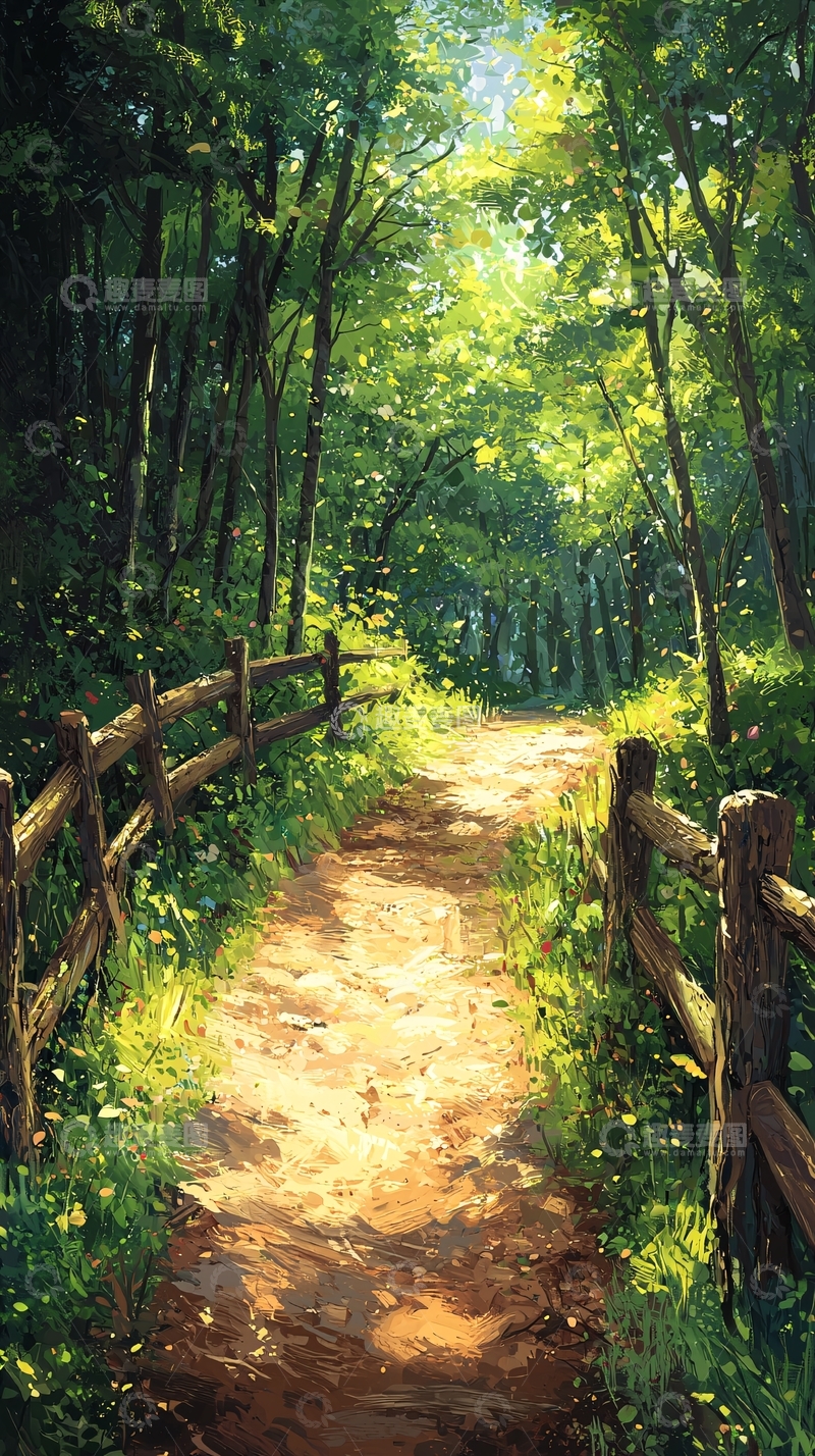 高清大图下载【趣麦麦图】阳光森林小路