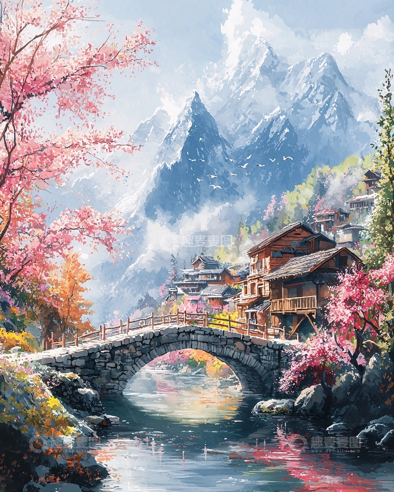 高清大图下载【趣麦麦图】山间小镇