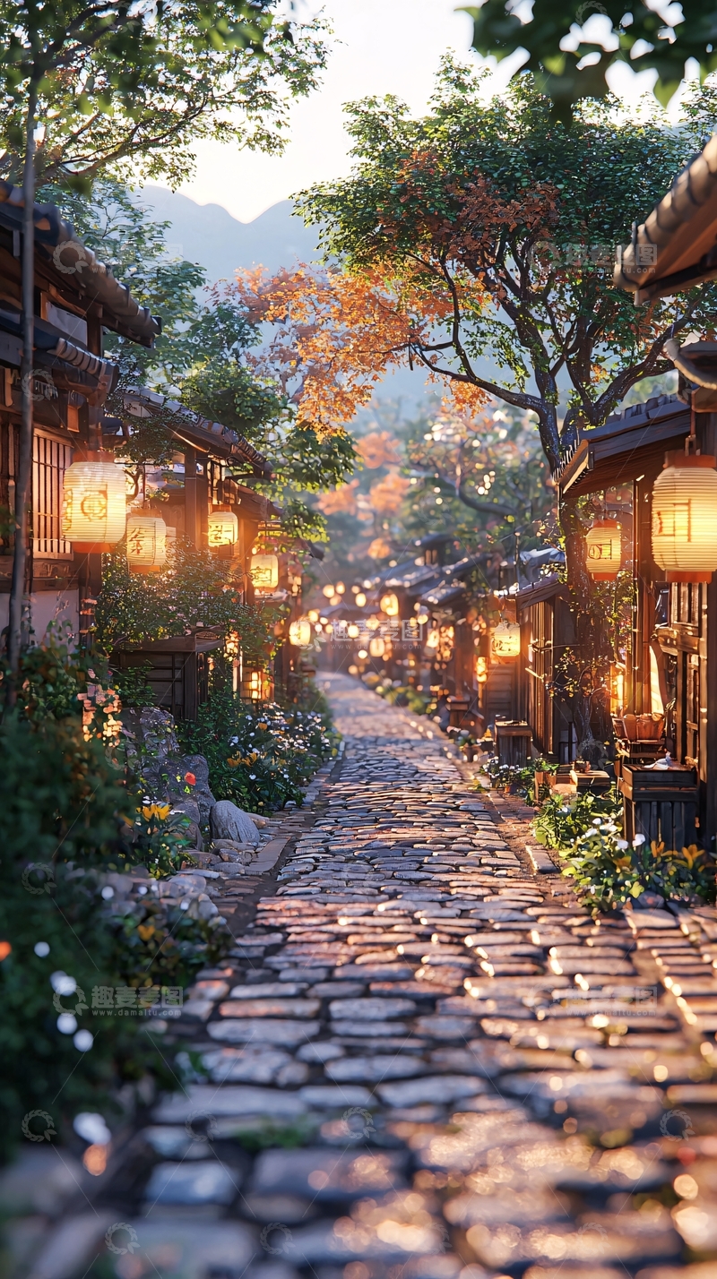 高清大图下载【趣麦麦图】古镇夜景