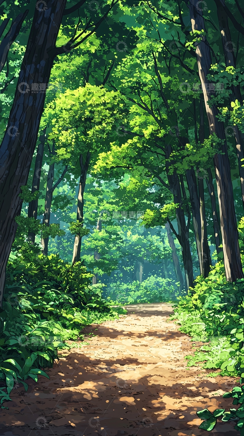 高清大图下载【趣麦麦图】葱郁森林中的小路
