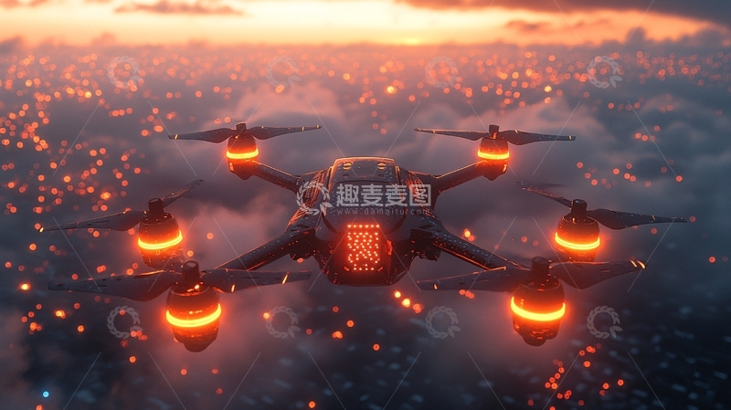 高清大图下载【趣麦麦图】未来科技感无人机