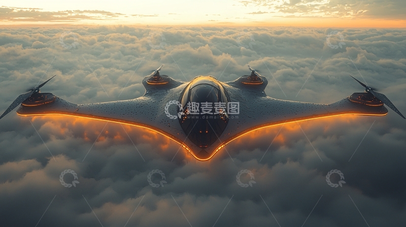 高清大图下载【趣麦麦图】云端飞行器