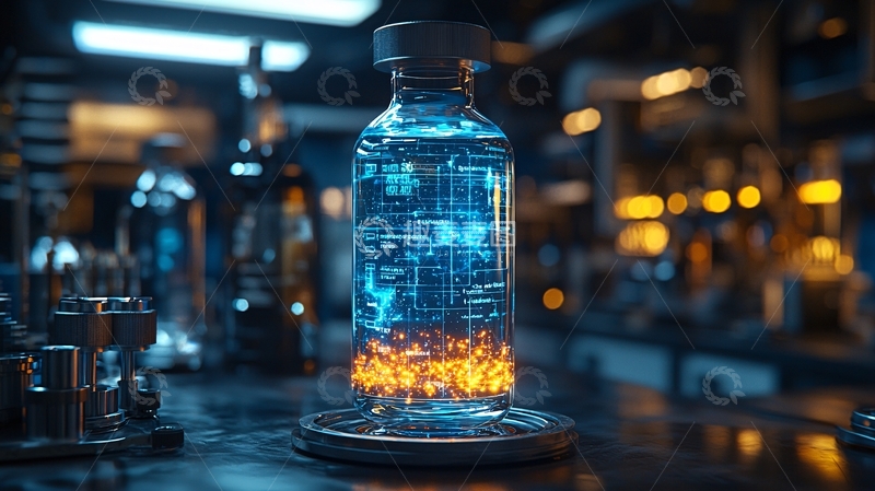 高清大图下载【趣麦麦图】科技感蓝色液体瓶子