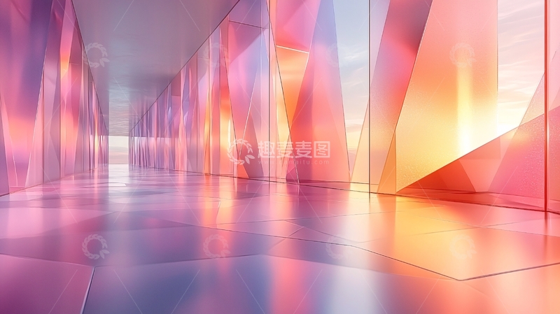 高清大图下载【趣麦麦图】抽象彩色玻璃走廊