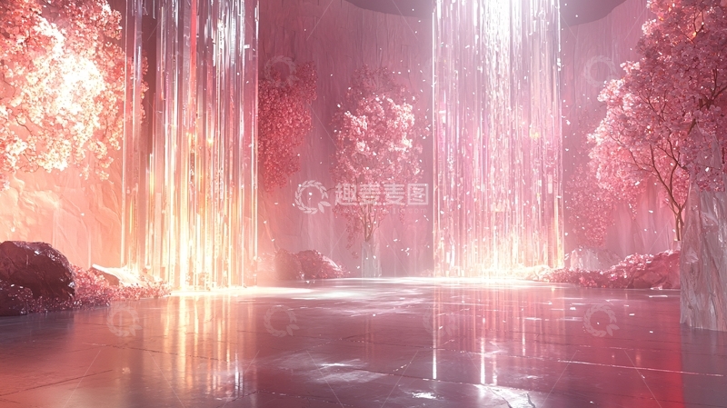 高清大图下载【趣麦麦图】粉色瀑布