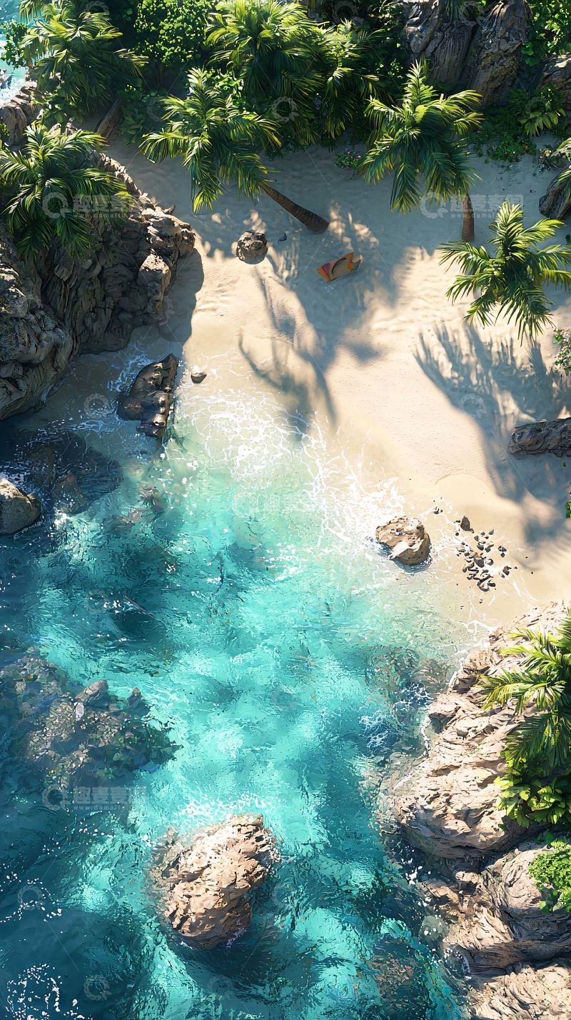 高清大图下载【趣麦麦图】热带海岛鸟瞰图