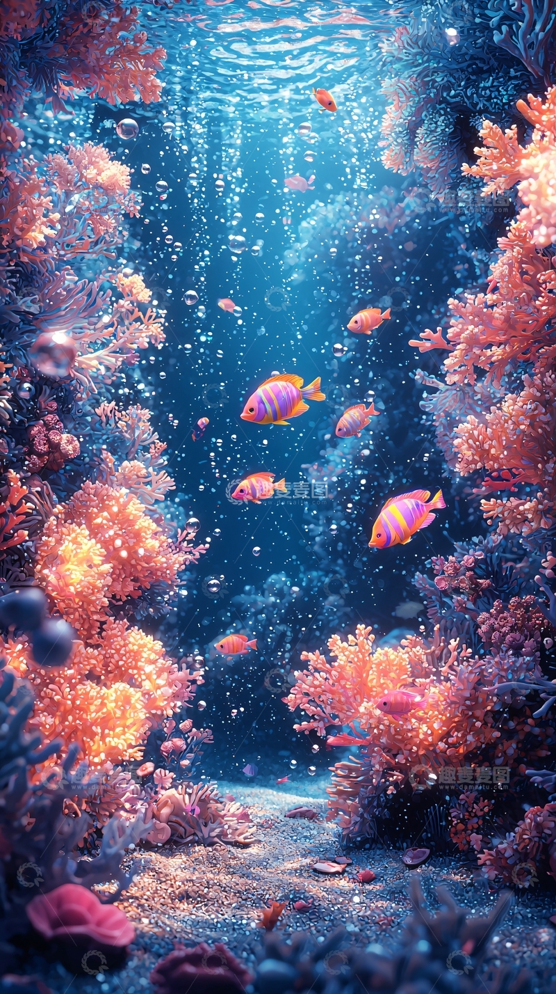 高清大图下载【趣麦麦图】海底珊瑚鱼群2
