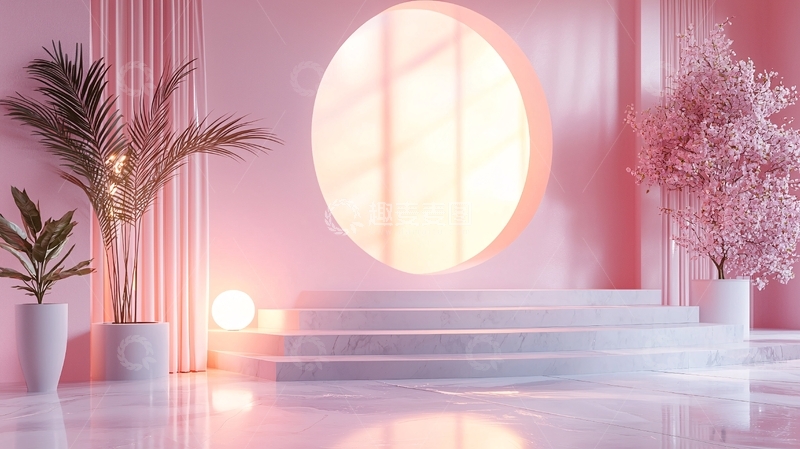 高清大图下载【趣麦麦图】粉色系极简主义室内设计